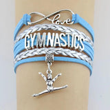 10PC/lot Gymnastics Pole Dance Sports Love Antique Silver Plated Charm Bracelets