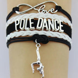 10PC/lot Gymnastics Pole Dance Sports Love Antique Silver Plated Charm Bracelets