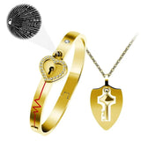 100 Languages I Love You Heartbeat Bracelet & Key Necklace Set