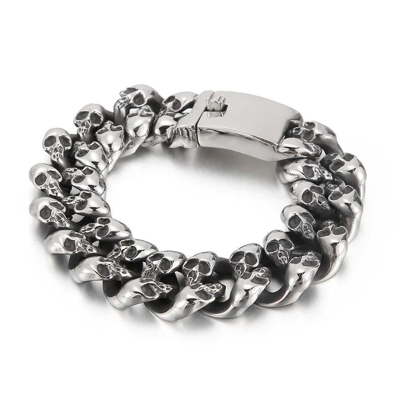20mm Skull Cuban Chain Bracelet for Men