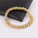 18K Stainless Steel CZ Pave Charm Beads Bracelet Bangle