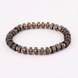 18K Stainless Steel CZ Pave Charm Beads Bracelet Bangle