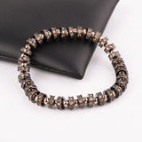 18K Stainless Steel CZ Pave Charm Beads Bracelet Bangle