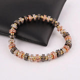 18K Stainless Steel CZ Pave Charm Beads Bracelet Bangle