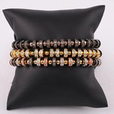 18K Stainless Steel CZ Pave Charm Beads Bracelet Bangle