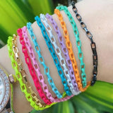 10Pcs Neon Enamel Oval Chain Women's Bracelet