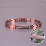 Women's Copper Magnetic Bracelet Arrow CZ ID Bracelet