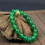 Green Agate Chalcedony Crystal Bracelet for Good Luck