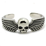 Biker Skull Bracelet Stainless Steel Man Angel Wing Golden Biker Bracelet