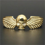Biker Skull Bracelet Stainless Steel Man Angel Wing Golden Biker Bracelet