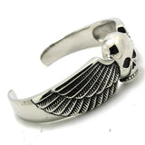 Biker Skull Bracelet Stainless Steel Man Angel Wing Golden Biker Bracelet
