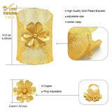 24K Wedding Flower Cuff Bracelet Dubai Jewelry
