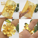 24K Wedding Flower Cuff Bracelet Dubai Jewelry
