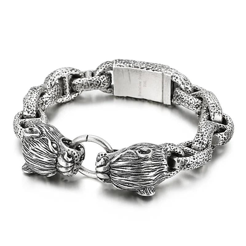 Wild Boar Men's Bracelet Stainless Steel Jewelry