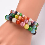 10pcs Cats Eye Stone Bead Bracelet Yoga Chakra Healing Bracelets