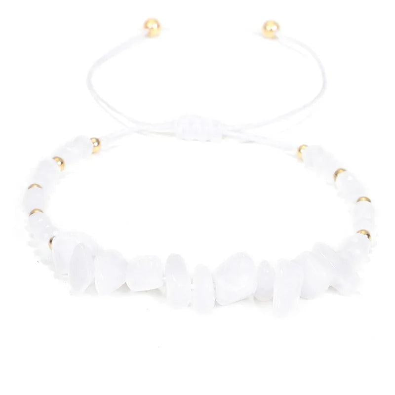 Natural Gem Stone Bracelet Irregular Crystal Beads Wristband for Women