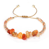 Natural Gem Stone Bracelet Irregular Crystal Beads Wristband for Women
