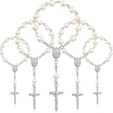 30Pcs Baptism Rosary Beads Finger Rosaries Faux Pearls Christening Favors