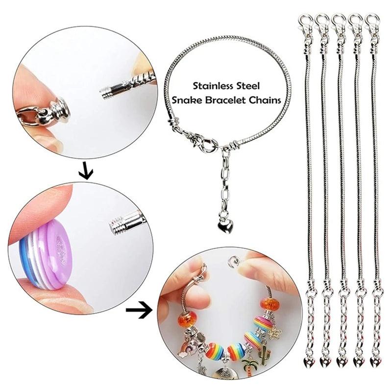 127 Pcs Charm Bracelet Kit: Beads, DIY Craft for Girls, Jewelry Gift