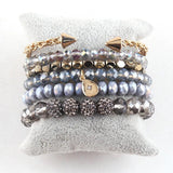 Boho Beaded Bracelet 6pc Yellow Stack Bangle Set Women Bohemian Jewelry