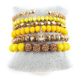 Boho Beaded Bracelet 6pc Yellow Stack Bangle Set Women Bohemian Jewelry