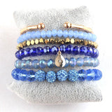 Boho Beaded Bracelet 6pc Yellow Stack Bangle Set Women Bohemian Jewelry