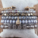 Boho Beaded Bracelet 6pc Yellow Stack Bangle Set Women Bohemian Jewelry