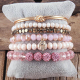 Boho Beaded Bracelet 6pc Yellow Stack Bangle Set Women Bohemian Jewelry