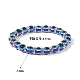 Colorful Evil Eye 8mm Beads Bracelet Men Women Yoga Reiki Jewelry