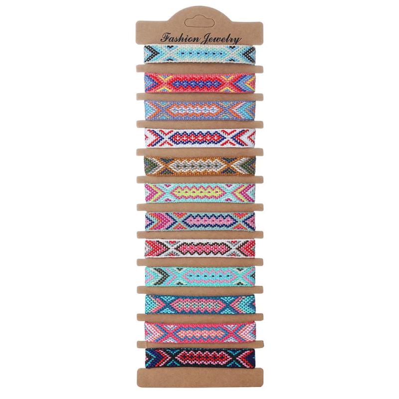 12Pcs Colorful Braided Friendship Bracelets, Adjustable Weave Rope Chain
