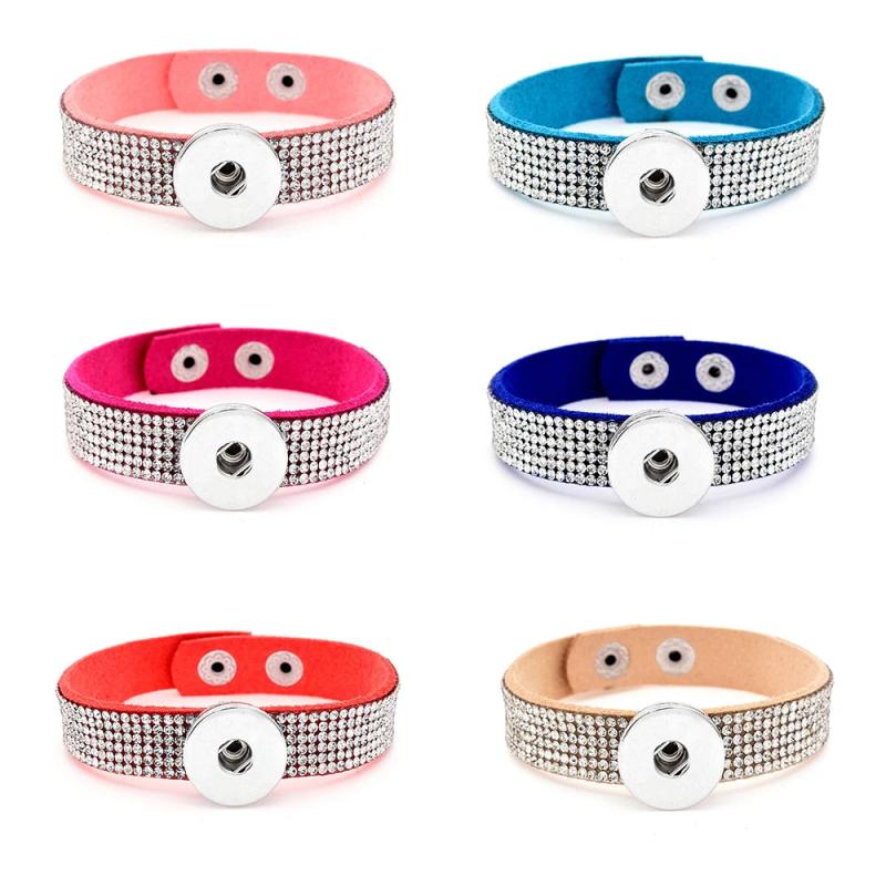 Crystal Rhinestone Bracelets Snap Buttons Wristband Mix Colors Wrap Jewelry