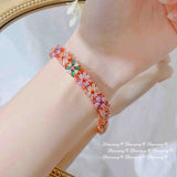 Foydjew Colorful Zircon Bracelets High Tourmaline Chain