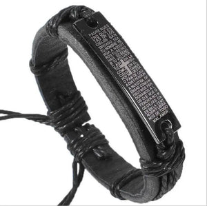 12pcs Stainless Steel Leather Bible Cross Bracelets Bangle Lot