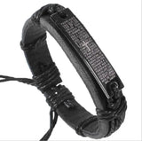 12pcs Stainless Steel Leather Bible Cross Bracelets Bangle Lot