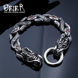 316L Stainless Steel Skull Bracelet Vintage Dragon Style Men's Jewelry