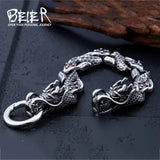 316L Stainless Steel Skull Bracelet Vintage Dragon Style Men's Jewelry