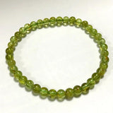 Natural Peridot Olivine Stone 5mm Round Bead Bracelet Elastic