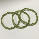 Natural Peridot Olivine Stone 5mm Round Bead Bracelet Elastic