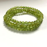 Natural Peridot Olivine Stone 5mm Round Bead Bracelet Elastic