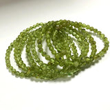 Natural Peridot Olivine Stone 5mm Round Bead Bracelet Elastic