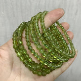 Natural Peridot Olivine Stone 5mm Round Bead Bracelet Elastic