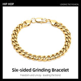 9mm Wide Six Sided Grinding Bracelet Stainless Steel Bracelet