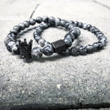 2pcs/set Bead Bracelet Crown Charm Bangle Natural Beads Buddha Bracelet