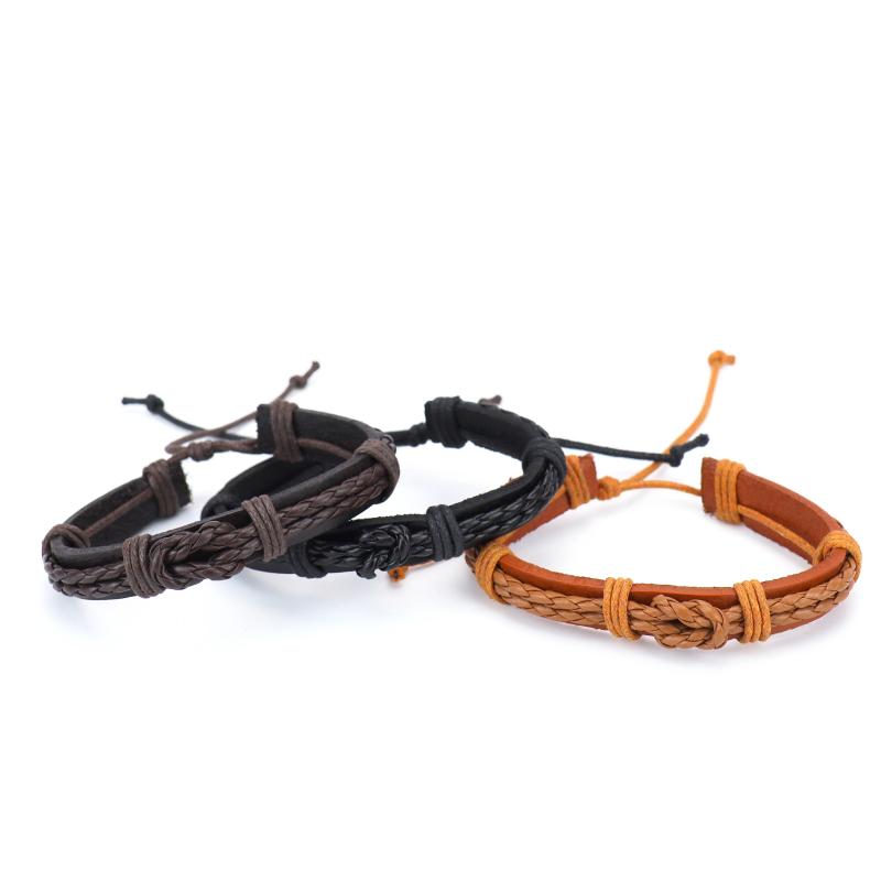 12-60 Pcs Leather Bracelets for Men & Women in 3 Colors Christmas Gift
