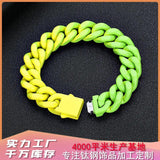 Hip Hop Stainless Steel Colorblock Cuban Bracelet