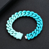 Hip Hop Stainless Steel Colorblock Cuban Bracelet