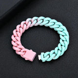 Hip Hop Stainless Steel Colorblock Cuban Bracelet