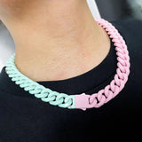 Hip Hop Stainless Steel Colorblock Cuban Bracelet
