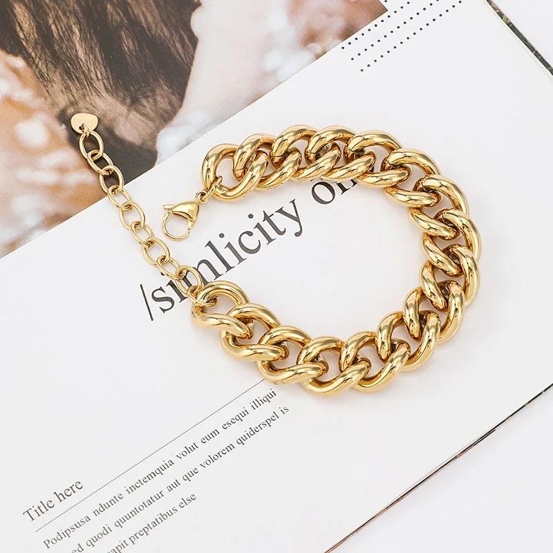 Geometric Stainless Steel Cuban Chain Bracelet