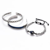 Men Stainless Steel Rope Bracelet with Eagle and Tigereye Stone
